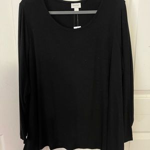 Avenue 26/28 scoop neck black long sleeve sweater, new, tag on